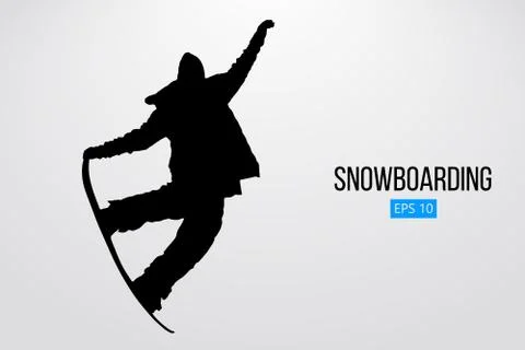Silhouette of a snowboarder jumping isolated. Vector illustration Stock Illustration