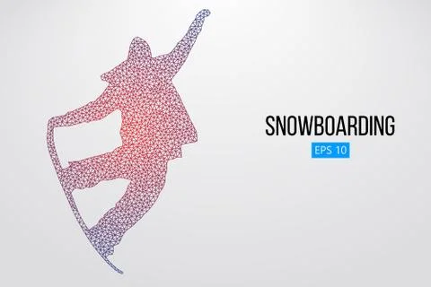 Silhouette of a snowboarder jumping isolated. Vector illustration Stock Illustration