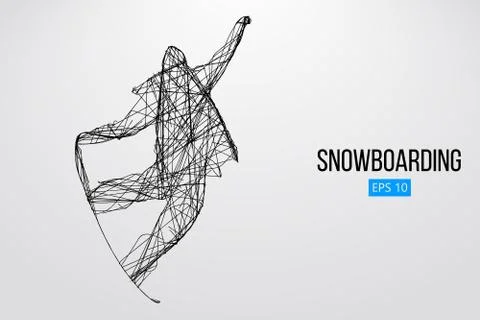 Silhouette of a snowboarder jumping isolated. Vector illustration Stock Illustration