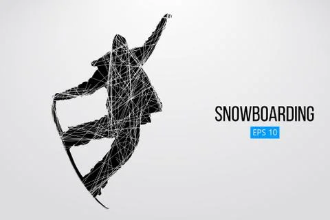 Silhouette of a snowboarder jumping isolated. Vector illustration Stock Illustration