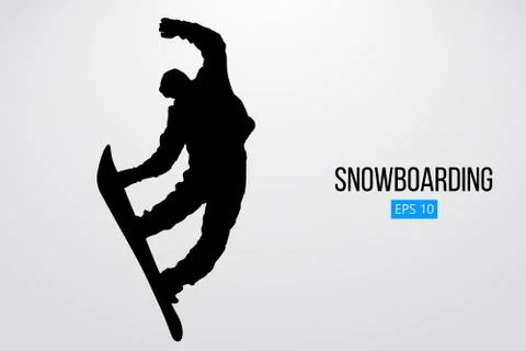 Silhouette of a snowboarder jumping isolated. Vector illustration Stock Illustration