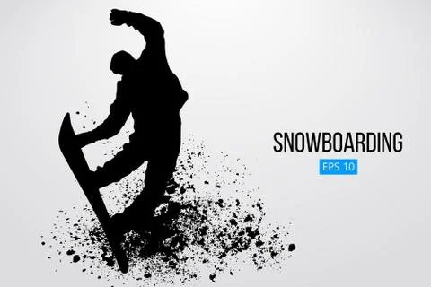 Silhouette of a snowboarder jumping isolated. Vector illustration Stock Illustration