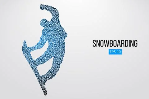 Silhouette of a snowboarder jumping isolated. Vector illustration Stock Illustration