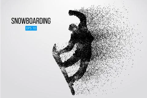 Silhouette of a snowboarder jumping isolated. Vector illustration Stock Illustration