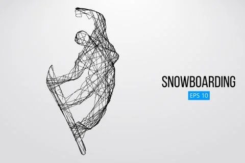 Silhouette of a snowboarder jumping isolated. Vector illustration Stock Illustration