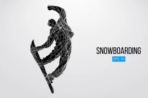 Silhouette of a snowboarder jumping isolated. Vector illustration Stock Illustration