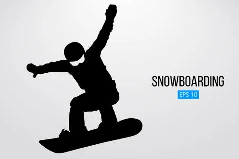 Silhouette of a snowboarder jumping isolated. Vector illustration Stock Illustration