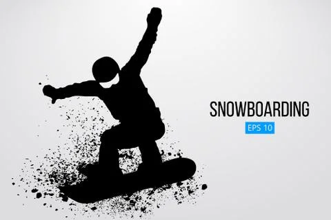 Silhouette of a snowboarder jumping isolated. Vector illustration Stock Illustration
