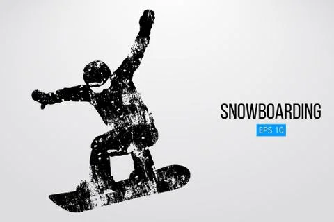 Silhouette of a snowboarder jumping isolated. Vector illustration Stock Illustration