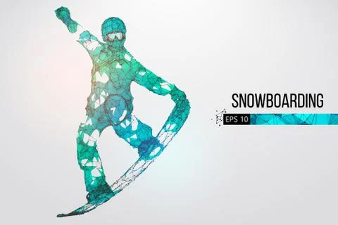 Silhouette of a snowboarder jumping isolated. Vector illustration Stock Illustration