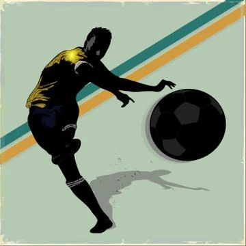 Silhouette soccer player attack Stock Illustration