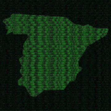 Silhouette of Spain from binary digits イラスト素材