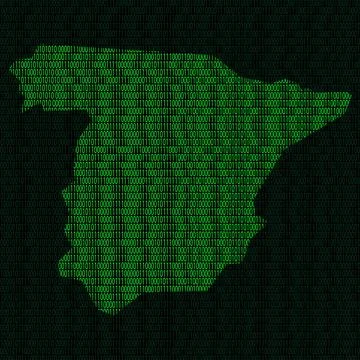 Silhouette of Spain from binary digits Illustration of silhouette of Spain... Foto stock