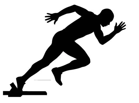 Silhouette of a Sprinter Starting a Race Stock Illustration