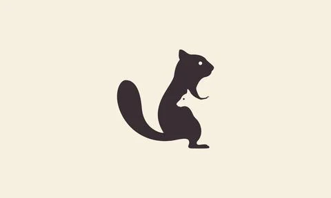 Silhouette squirrel with puppy logo vector icon illustration design Stock Illustration