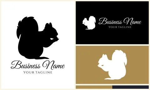 Silhouette squirrel vector logo template Stockillustratie
