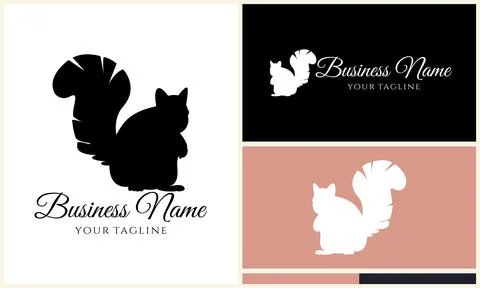 Silhouette squirrel vector logo template Stock Illustration