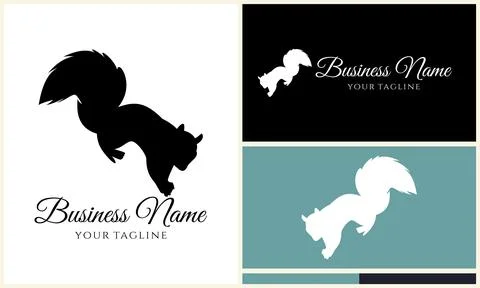Silhouette squirrel vector logo template Illustrazione stock