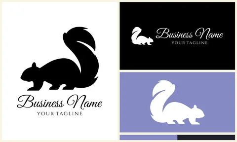 Silhouette squirrel vector logo template イラスト素材