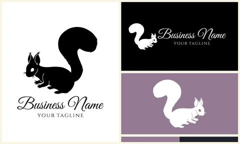Silhouette squirrel vector logo template 스톡 일러스트