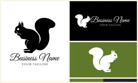 Silhouette squirrel vector logo template Stock Illustration