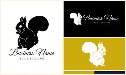 Silhouette squirrel vector logo template 스톡 일러스트