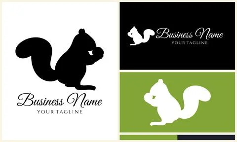Silhouette squirrel vector logo template Stock Illustration