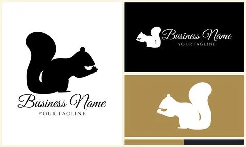 Silhouette squirrel vector logo template Stock Illustration