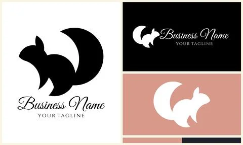 Silhouette squirrel vector logo template 스톡 일러스트