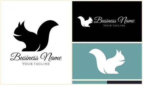 Silhouette squirrel vector logo template 스톡 일러스트