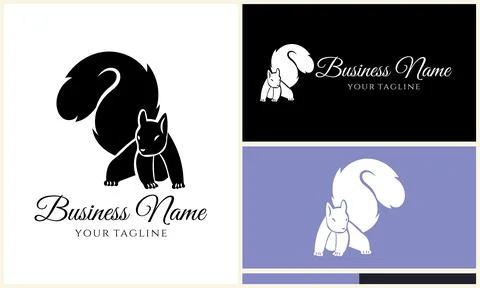 Silhouette squirrel vector logo template Illustrazione stock