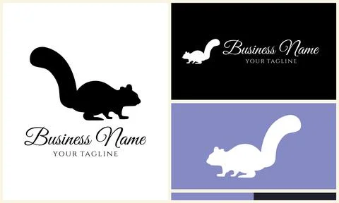 Silhouette squirrel vector logo template 스톡 일러스트
