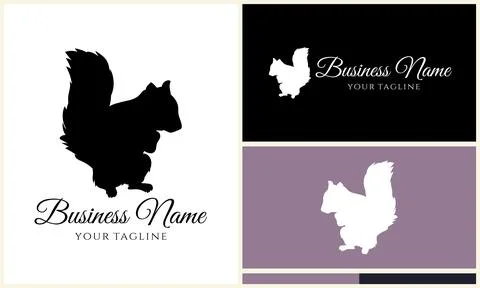 Silhouette squirrel vector logo template 스톡 일러스트