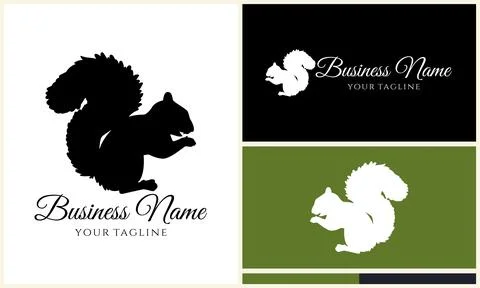 Silhouette squirrel vector logo template Stock Illustration