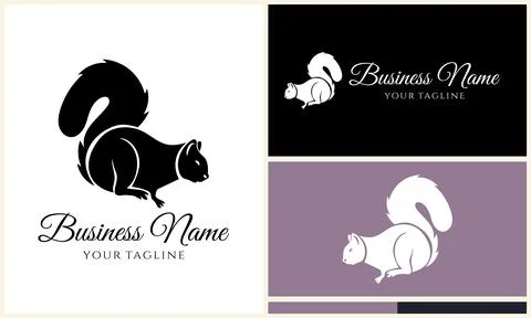 Silhouette squirrel vector logo template Illustrazione stock