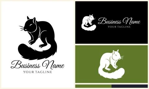 Silhouette squirrel vector logo template イラスト素材