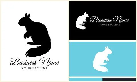 Silhouette squirrel vector logo template Stock Illustration