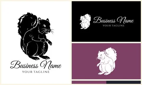 Silhouette squirrel vector logo template Stock Illustration