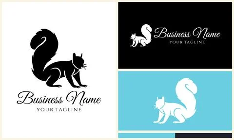 Silhouette squirrel vector logo template 스톡 일러스트