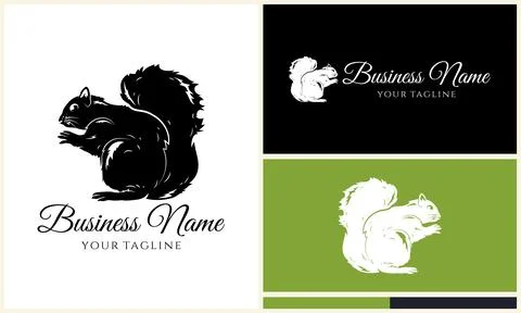 Silhouette squirrel vector logo template 스톡 일러스트