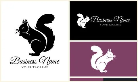 Silhouette squirrel vector logo template 스톡 일러스트