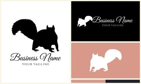 Silhouette squirrel vector logo template Stockillustratie