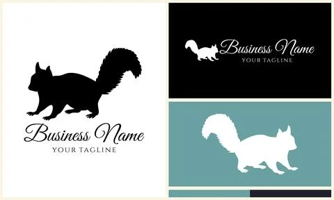 Silhouette squirrel vector logo template Stockillustratie