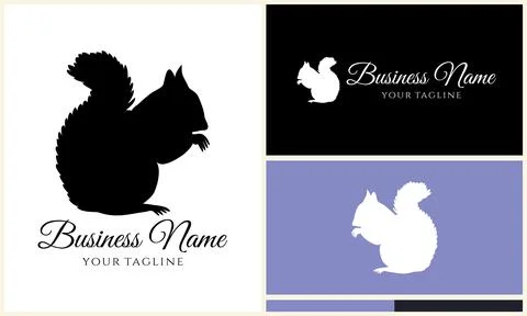 Silhouette squirrel vector logo template イラスト素材