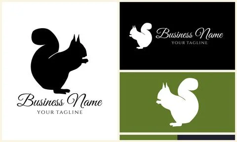 Silhouette squirrel vector logo template Stockillustratie