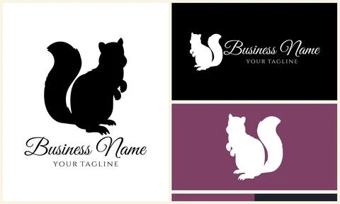 Silhouette squirrel vector logo template Illustrazione stock