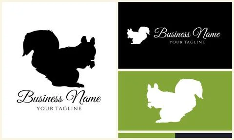 Silhouette squirrel vector logo template 스톡 일러스트