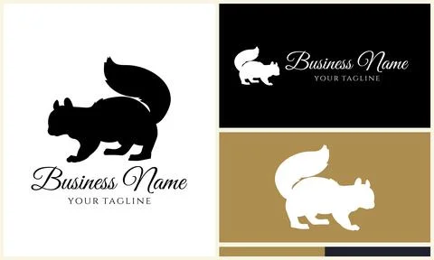 Silhouette squirrel vector logo template 스톡 일러스트