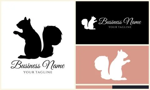 Silhouette squirrel vector logo template 스톡 일러스트