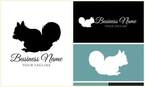 Silhouette squirrel vector logo template Stockillustratie